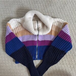 Aerie zip cropped cardigan sweater lightly worn